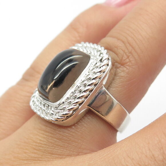 925 Sterling Silver LXG Jewelry Real Smoky Quartz Cocktail Ring Size 6.25 - Picture 2 of 8